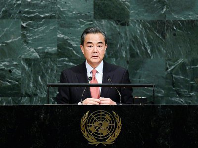 Le ministre chinois des Affaires étrangères Wang Yi, le 21 septembre 2017 à la tribune de l'ONU, à New York - Jewel SAMAD [AFP]