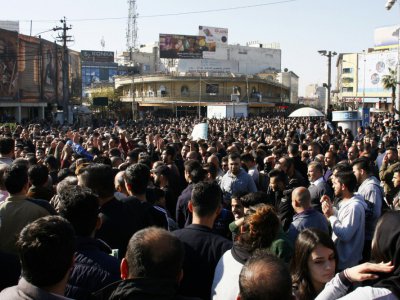 Photo d'une manifestation contre la corruption et le gouvernement régional du Kurdistan irakien, le 18 décembre 2017 à Souleimaniyeh - SHWAN MOHAMMED [AFP]