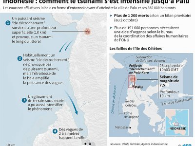 Indonésie : comment le tsunami s'est intensifié jusqu'à Palu - Laurence CHU [AFP]