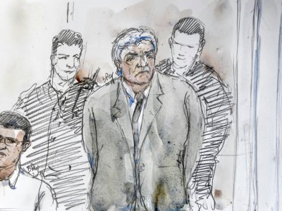 Croquis d'audience montrant Wojciech Janowski, le gendre d'Hélène Pastor, devant la Cour d'assises des Bouches-du-Rhône, le 17 septembre 2018 - Benoit PEYRUCQ [AFP/Archives]