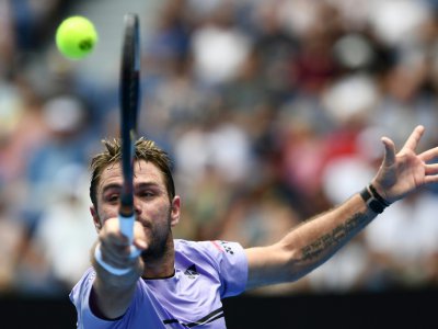 Stan Wawrinka lors de son duel face à Milos Raonic, au 2e tour de l'Open d'Australie, à Melbourne, le 17 janvier 2019 - Jewel SAMAD [AFP]
