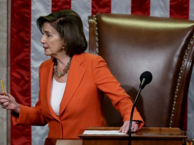 Nancy Pelosi, la présidente démocrate de la Chambre des représentants, lors du vote sur la procédure en destitution du président Donald Trump, à Washington le 31 octobre 2019 - Win McNamee [POOL/AFP]