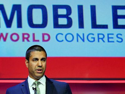 Le président de la Federal Communications Commission (FCC), Ajit Pai, le 26 février 2018 à Barcelone - LLUIS GENE [AFP/Archives]